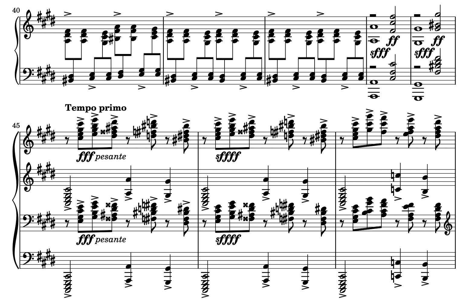 score of the c sharp minor prelude. it looks very loud